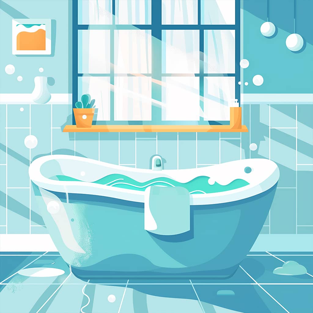 Professional unblocking a bathtub drain in a clean, well-maintained bathroom.