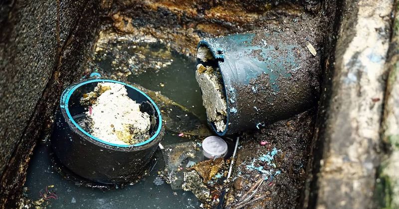 Visible blockage inside a residential drain.